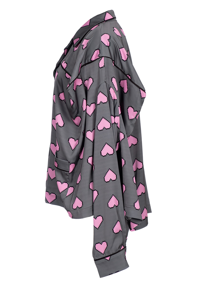 Natasha Zinko Pixel Hearts-print Box Pyjama Top