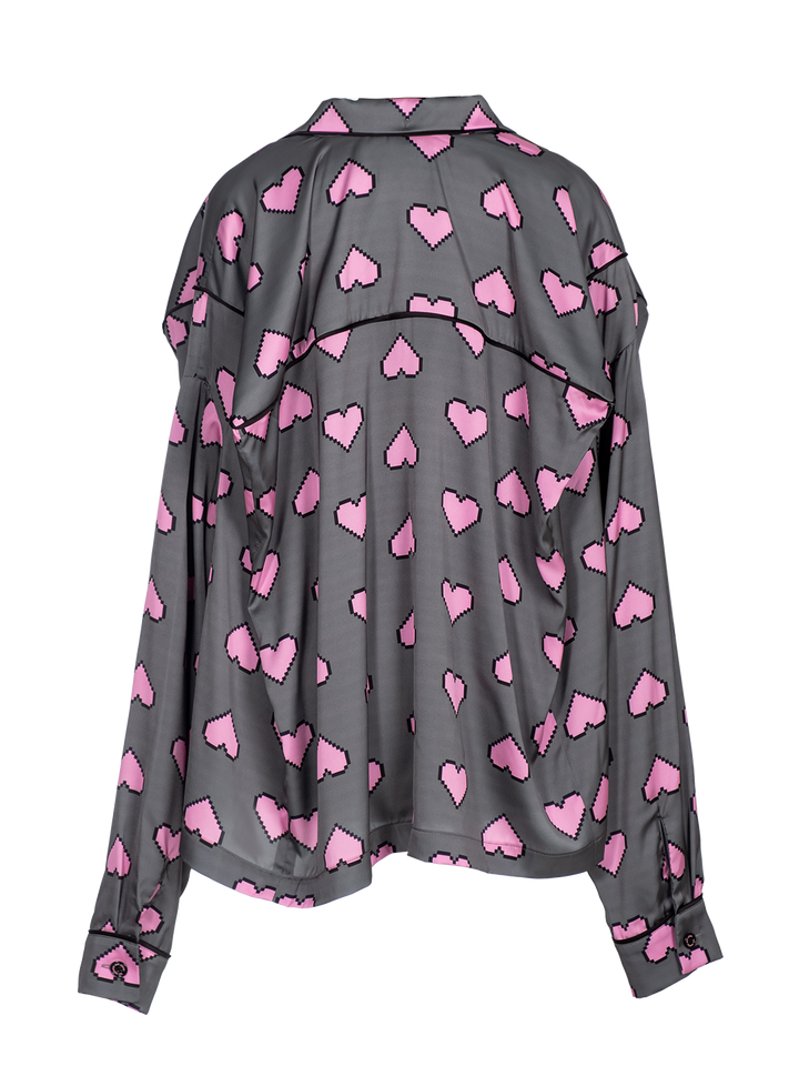 Natasha Zinko Pixel Hearts-print Box Pyjama Top