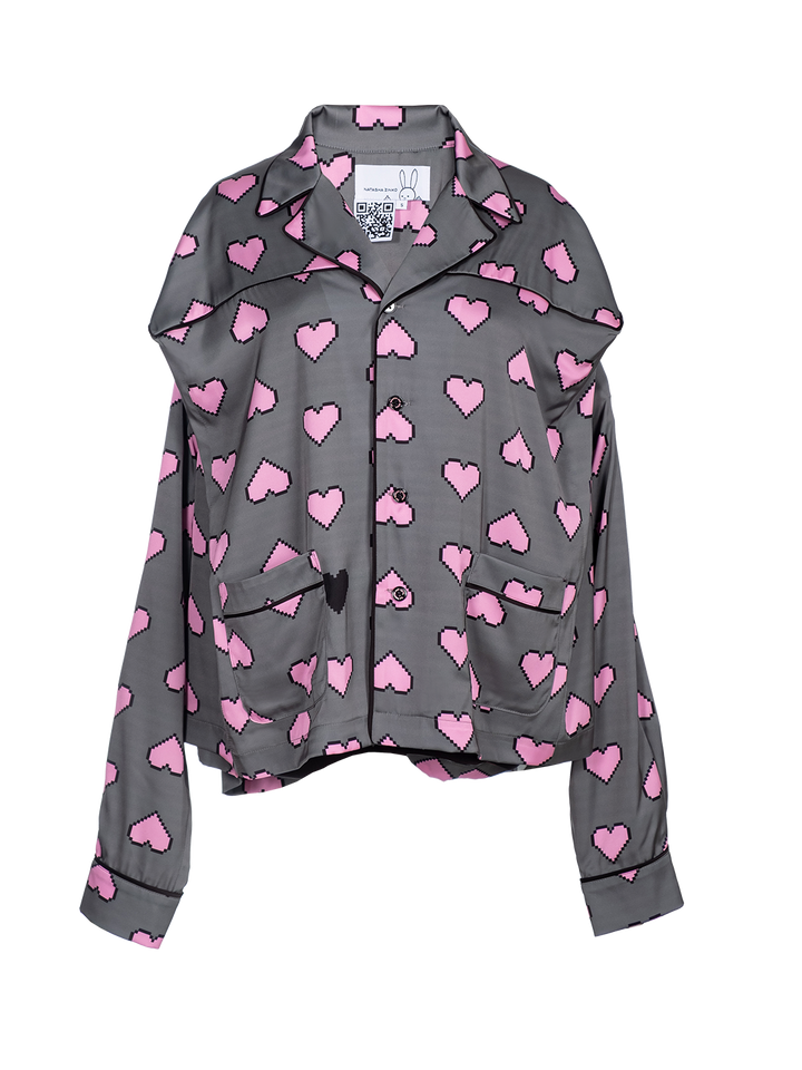 natasha zinko Pixel Hearts-print Box Pyjama Top