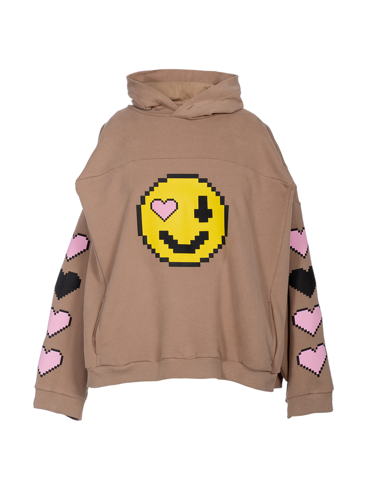 Natasha Zinko Pixel-print Smiley Box Hoodie