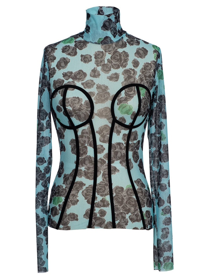 natasha zinko Pixel Roses Gauzy Top