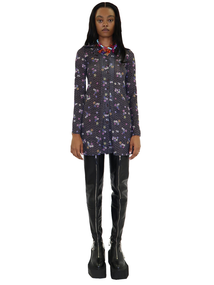 Natasha Zinko Polka Dot Mini Shirt Dress