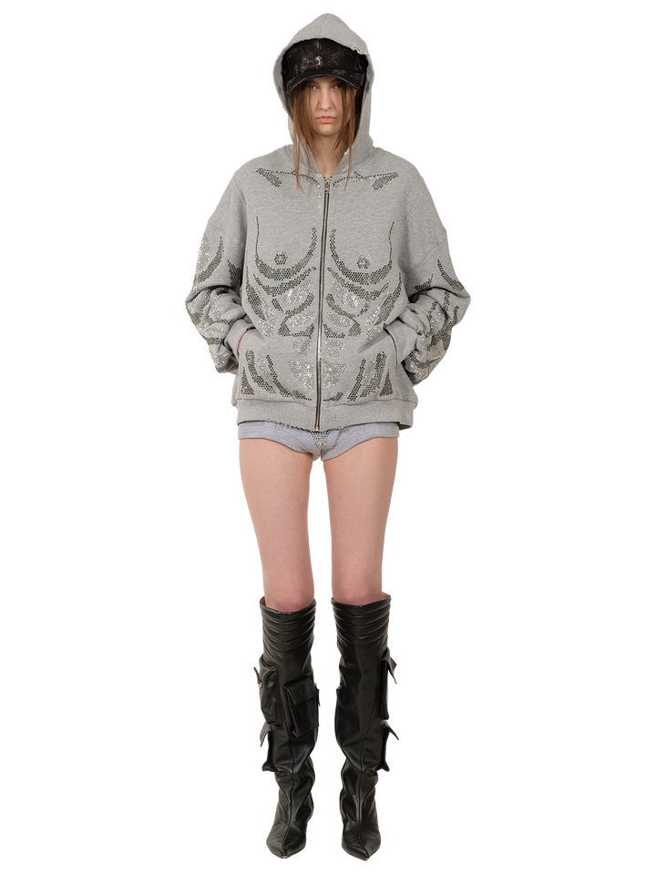 natasha zinko Rhinestones Zip-up Hoodie