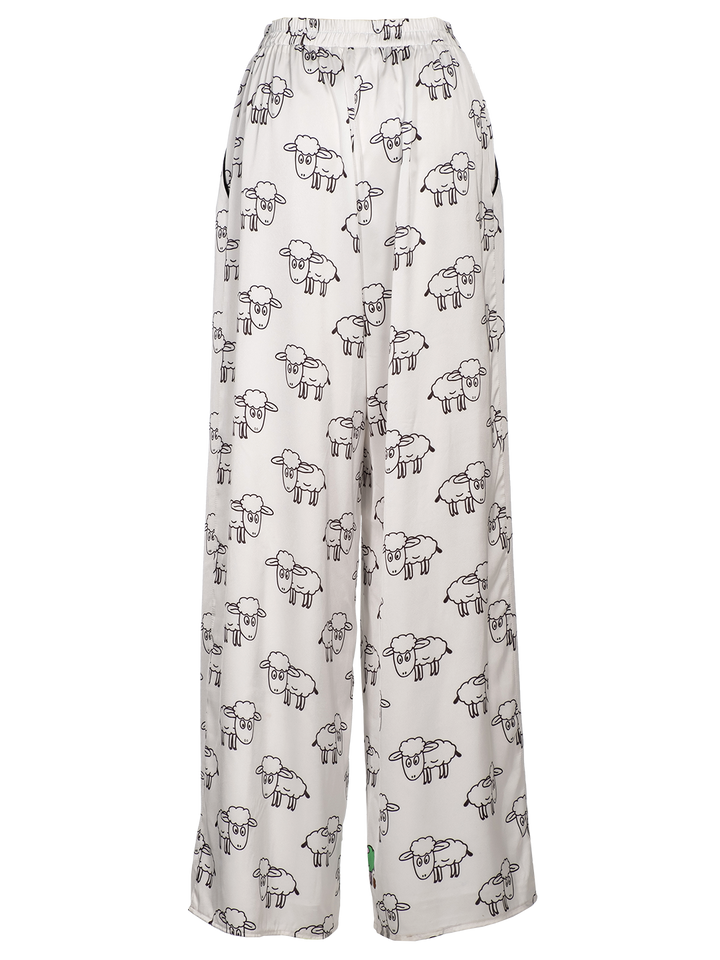 Natasha Zinko Sheep-print Wide-leg Trousers