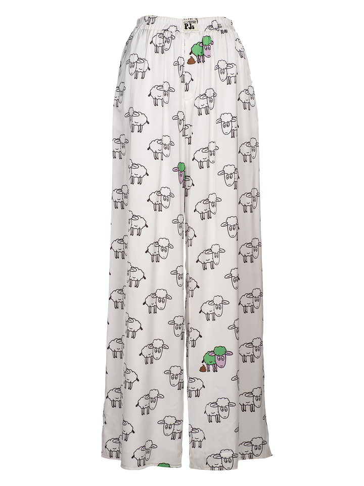 natasha zinko Sheep-print Wide-leg Trousers