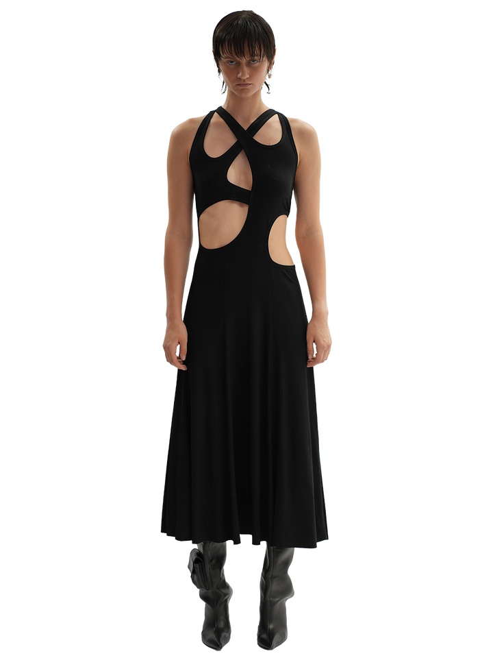 Natasha Zinko Stretch Cut Out Cotton Midi Dress