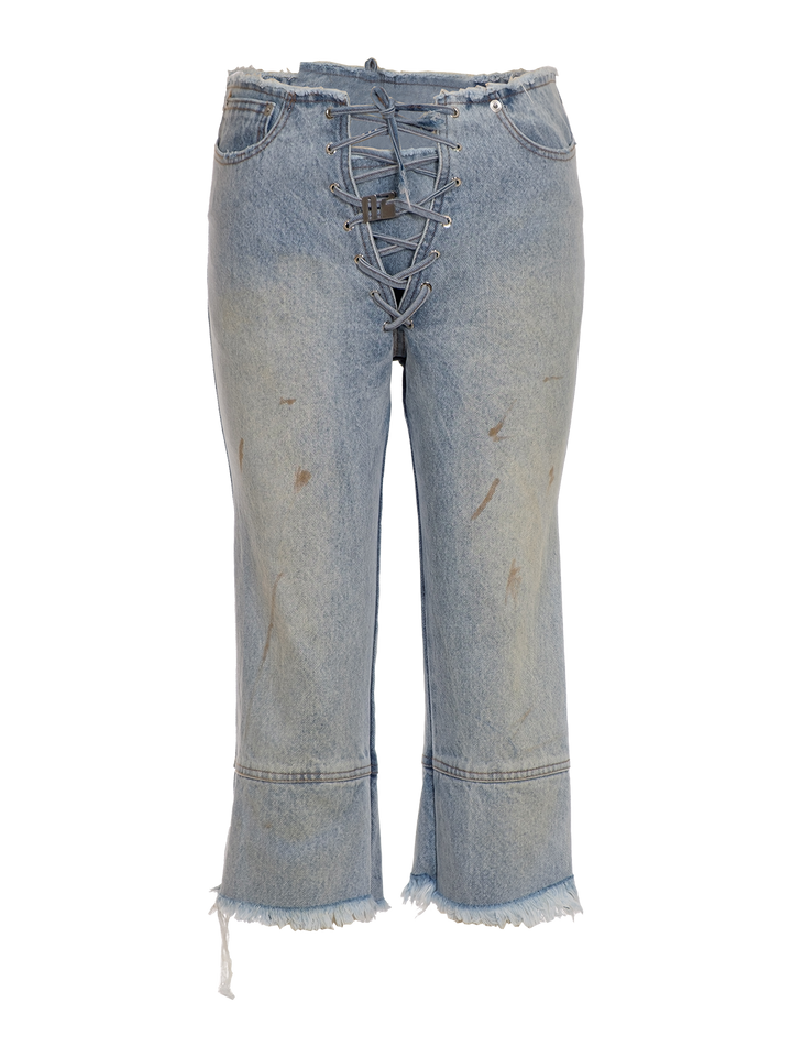 Natasha Zinko TREATED LACED UP SHORTS