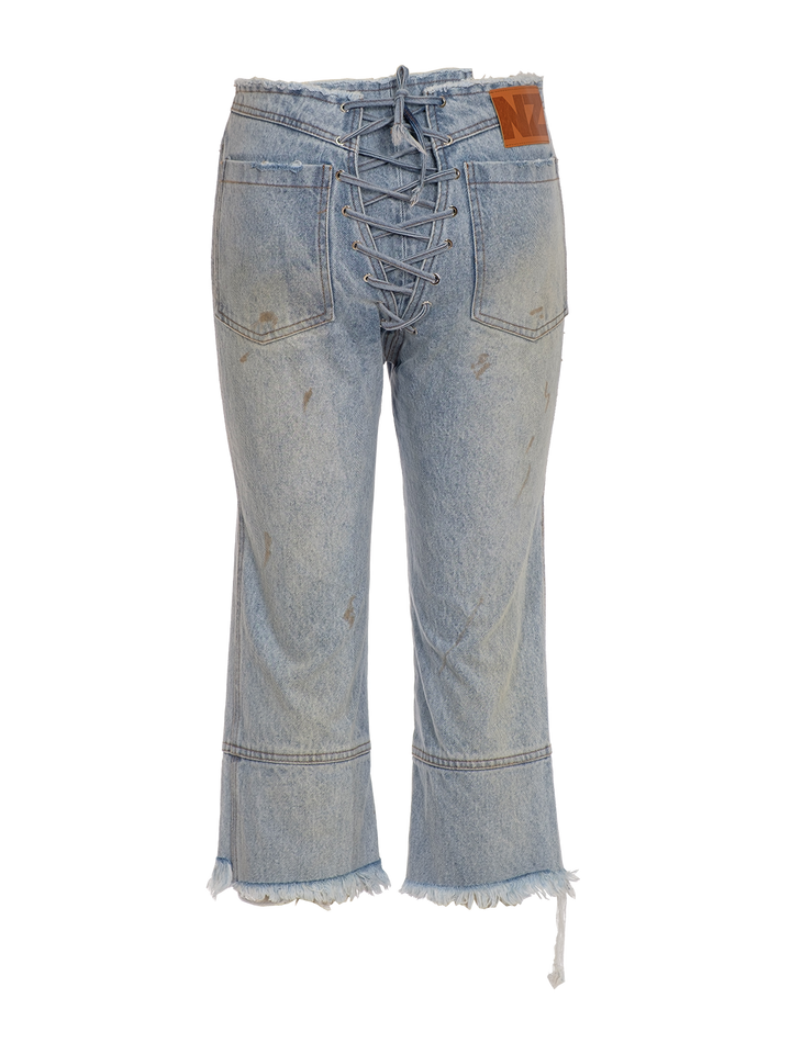 Natasha Zinko TREATED LACED UP SHORTS