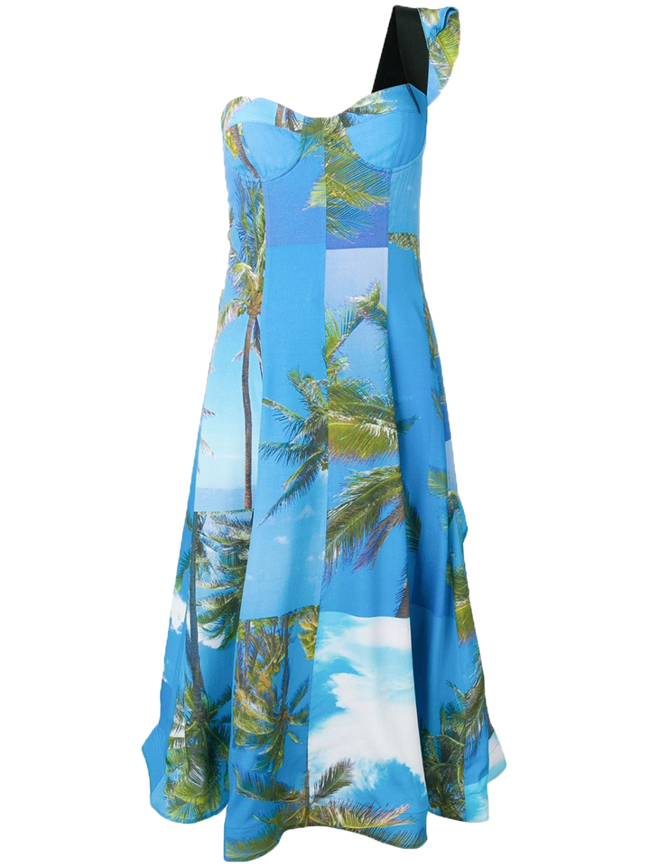 Natasha Zinko Tropical-print One Shoulder Dress