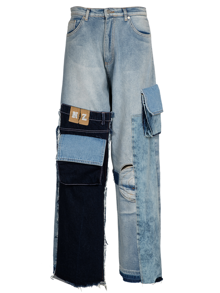 natasha zinko Upcycled Denim Cargo Jeans