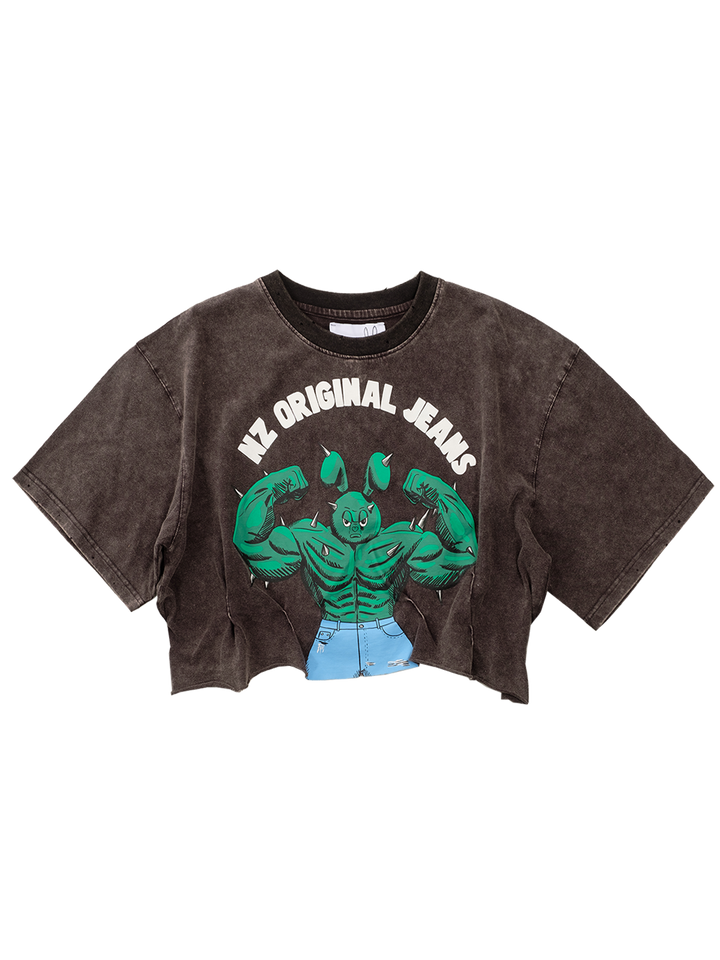 natasha zinko NZ Original Jeans Pleated Cropped T- Shirt