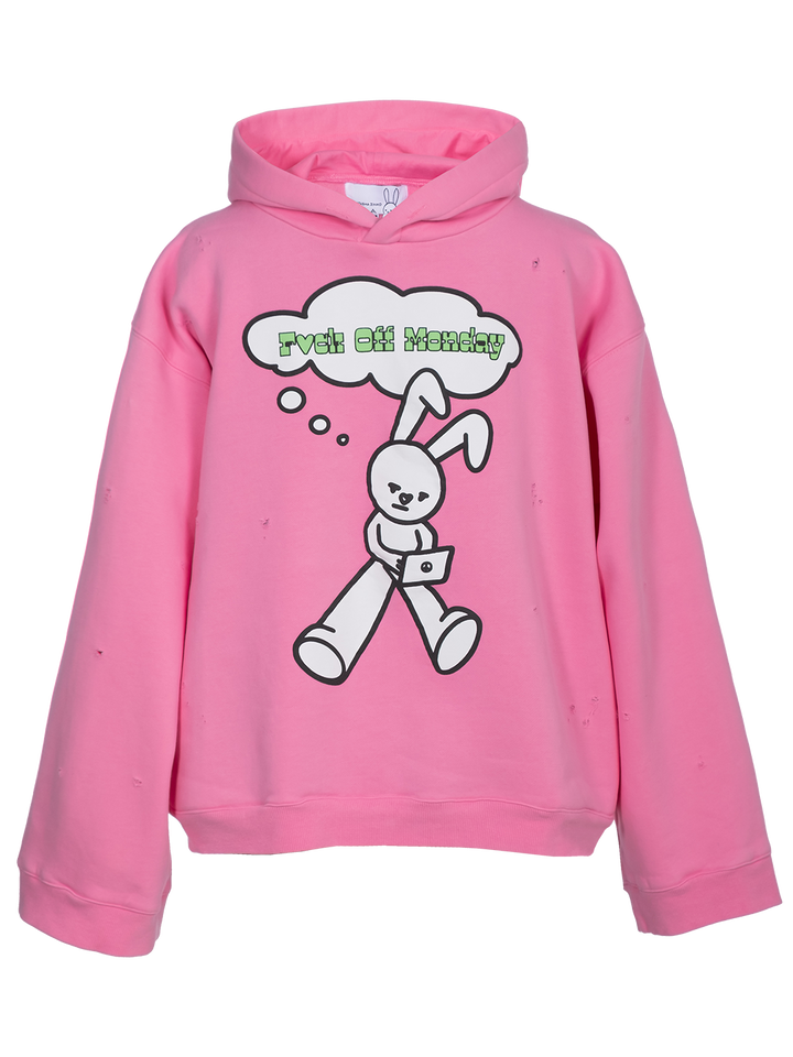 natasha zinko Oversized Distressed 'F*ck Off Monday' Bunny Hoodie