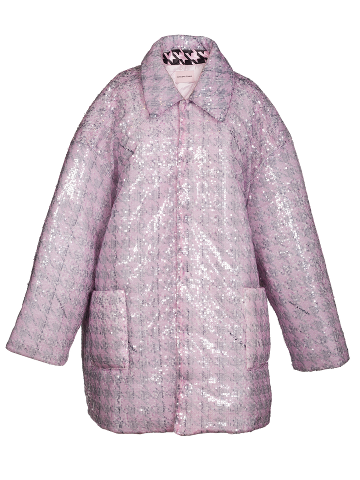 natasha zinko Oversized Sequinned Houndstooth Print Coat