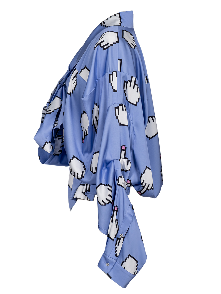 Natasha Zinko Pixel Middle Finger-print Box Shirt With Scarf