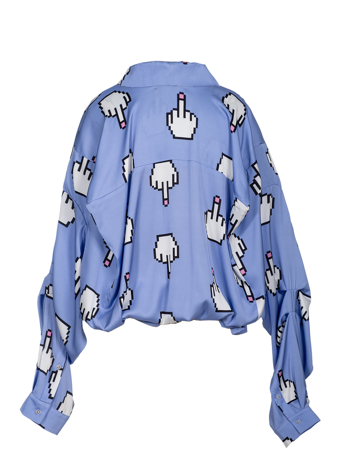 Natasha Zinko Pixel Middle Finger-print Box Shirt With Scarf