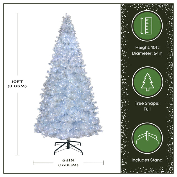 National Tree Company 10 Ft. Pre-Lit Crystal Pine Hinged Tree With RGB Lights