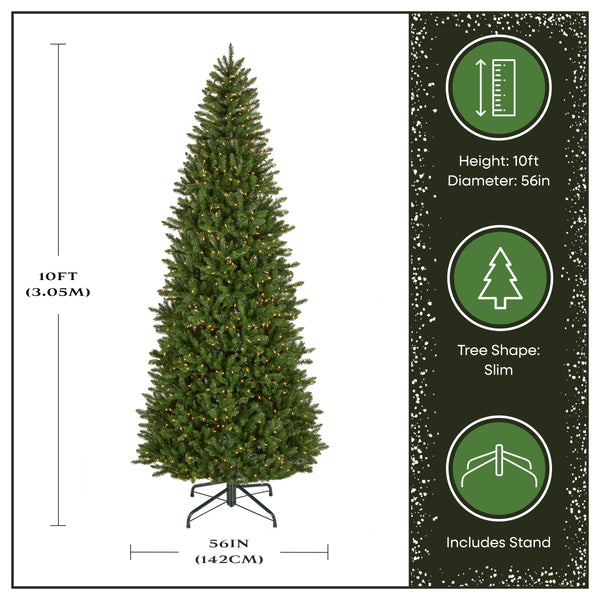 National Tree Company 10 Ft. Pre-Lit Natural Fraser Slim Fir Tree With Clear Lights