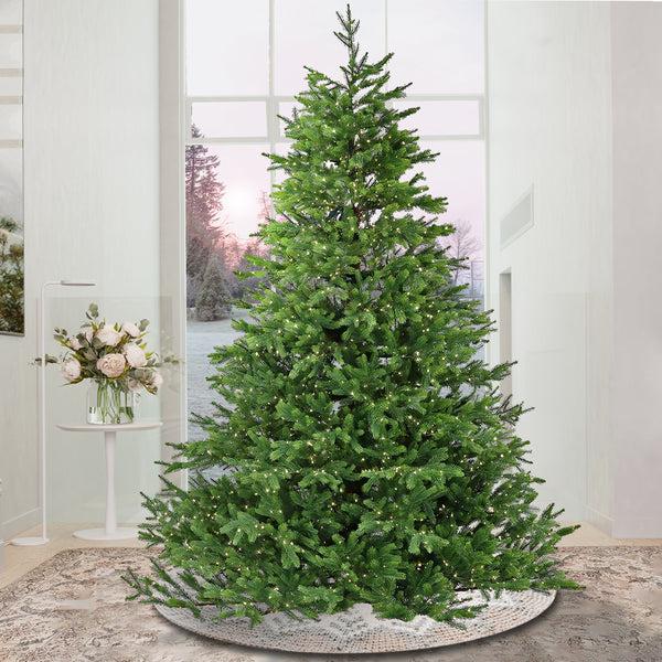 National Tree Company 10 Ft. Pre-lit Noble Fir Hinged Tree With Dual Color Lights
