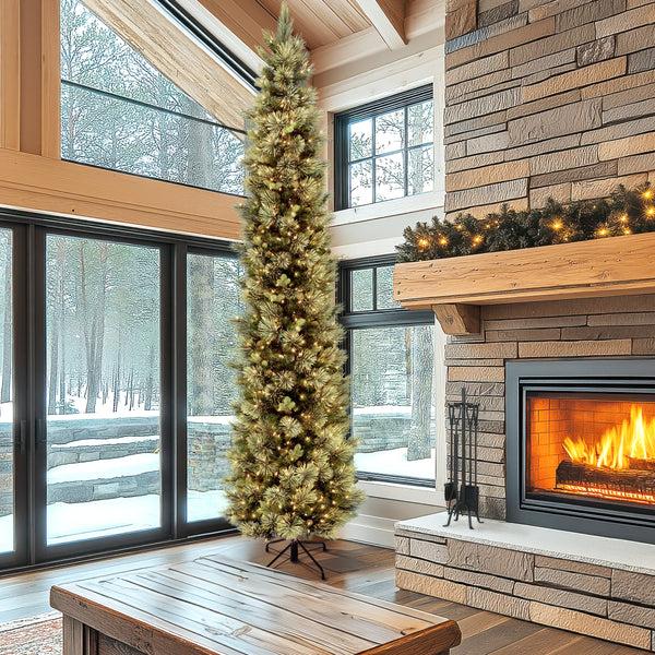 National Tree Company 12 Ft.Pre-Lit Carolina Pine Slim Tree With Clear Lights