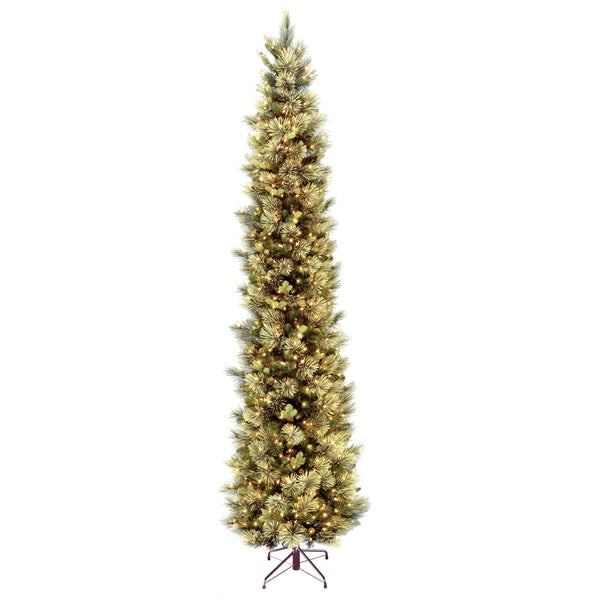 national tree company 12 ft.Pre-Lit Carolina Pine Slim Tree with Clear Lights