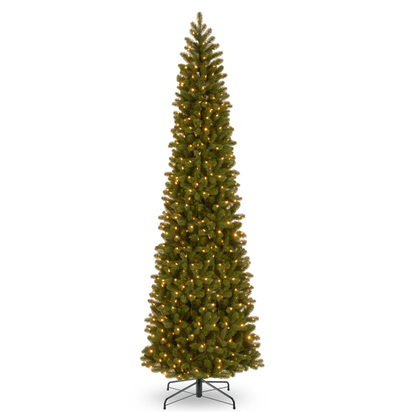 national tree company 12 ft. Pre-Lit Downswept Douglas Fir Pencil Slim Tree with Dual Color LED Lights