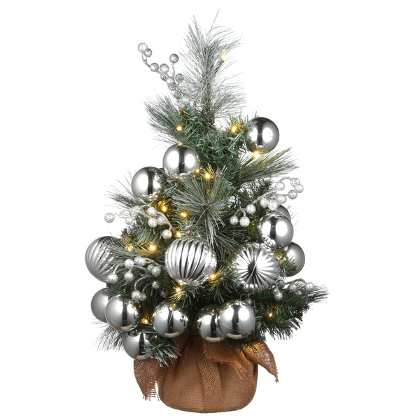 national tree company 2 ft. Pre-Lit Frosted Silver Pine Tree with LED Lights
