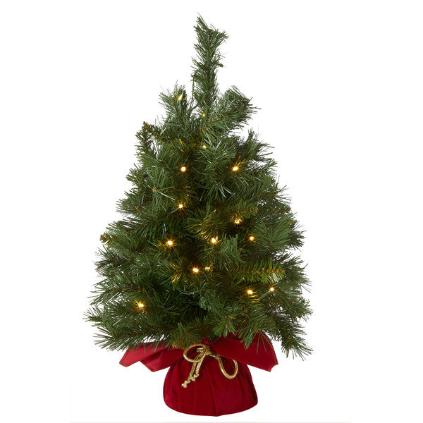 national tree company 2 ft. Pre-Lit Majestic Fir Tree with LED Lights Red Base