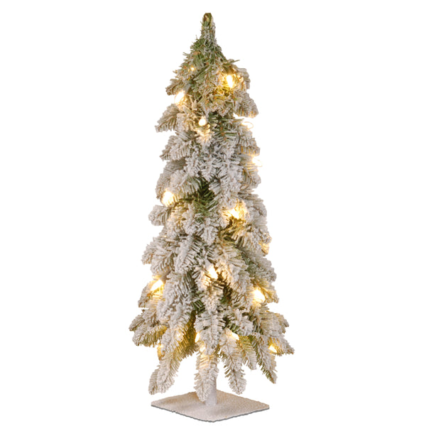 national tree company 2 ft. Pre-Lit Snowy Downswept Forest Tree with Clear Lights
