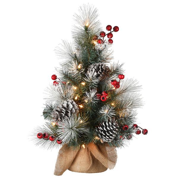 national tree company 2 ft. Snowy Glacier Pine Tree with Warm White LED Lights
