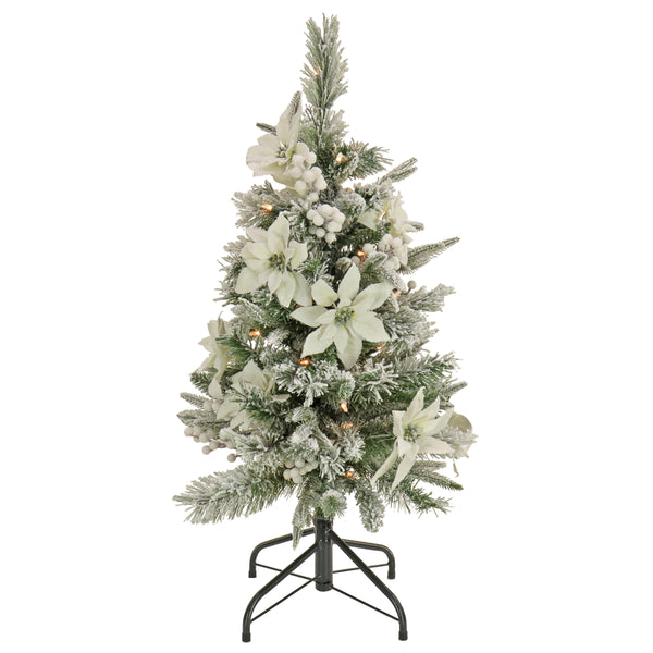 national tree company 3 ft. Pre-Lit Frosted Colonial Slim Tree with Clear Lights