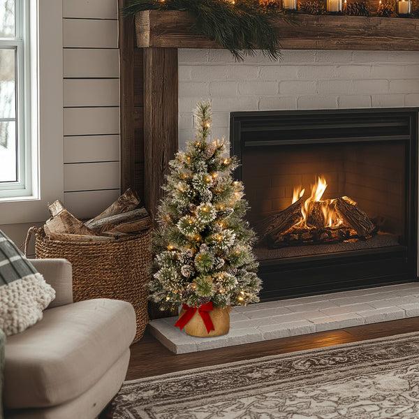 National Tree Company 3 Ft. Pre-Lit Glittery Bristle Tree With LED Lights