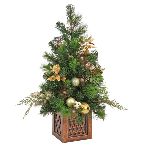 national tree company 3 ft. Pre-Lit Yuletide Glam Tree with Warm White LED Lights