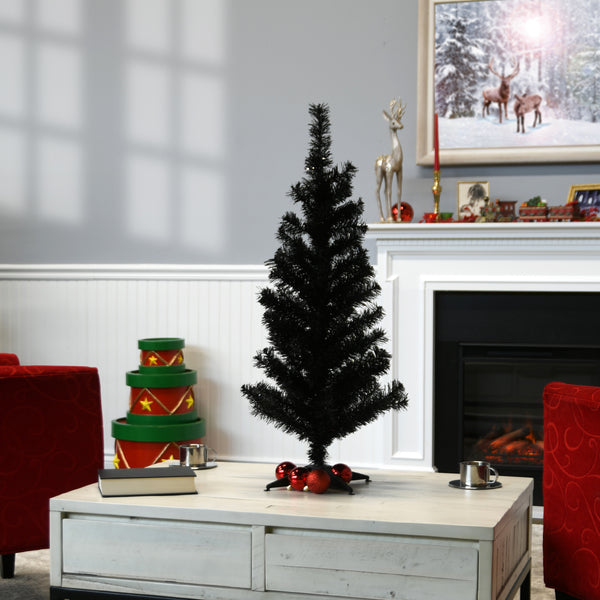 National Tree Company 3 Ft. Tinsel Collection Black Tree