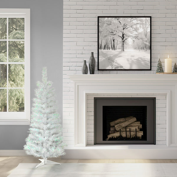 National Tree Company 3 Ft. Tinsel Collection White Iridescent Tree