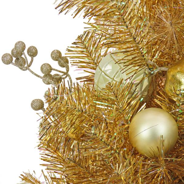 National Tree Company 36 In. Christmas Be Merry Decorated Gold Tree With Warm White LED Lights