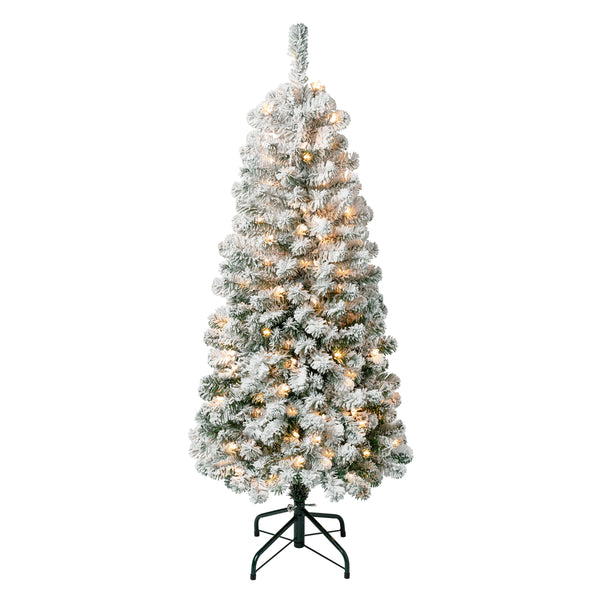 national tree company 4.5 ft. Pre-Lit Acacia Medium Flocked Tree with Clear Lights