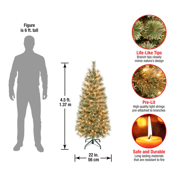 National Tree Company 4.5 Ft. Pre-Lit Arcadia Pine Cashmere Slim Tree With Clear Lights