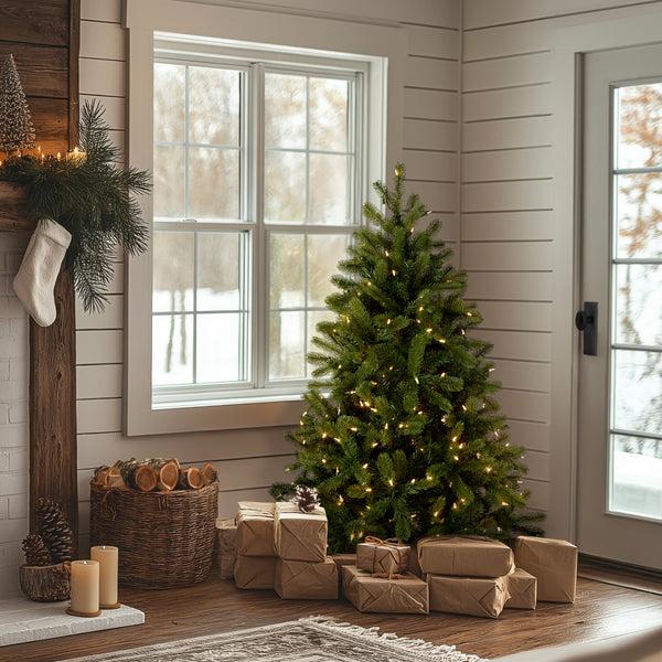 National Tree Company 4.5 Ft. Pre-Lit Downswept Douglas Fir Tree With Dual Color LED Lights