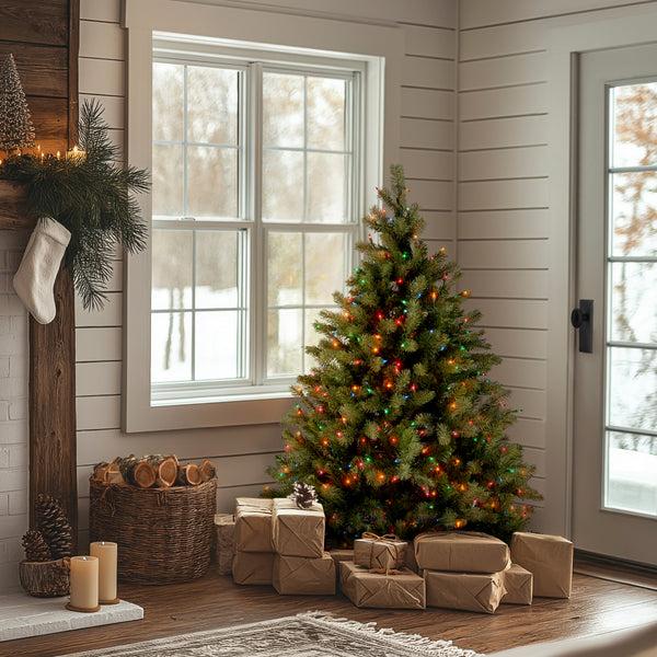 National Tree Company 4.5 Ft. Pre-Lit Downswept Douglas Fir Tree With Multicolor Lights