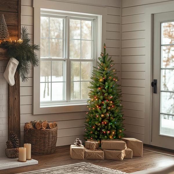 National Tree Company 4.5 Ft. Pre-Lit Kingswood Fir Pencil Tree With Multicolor Lights