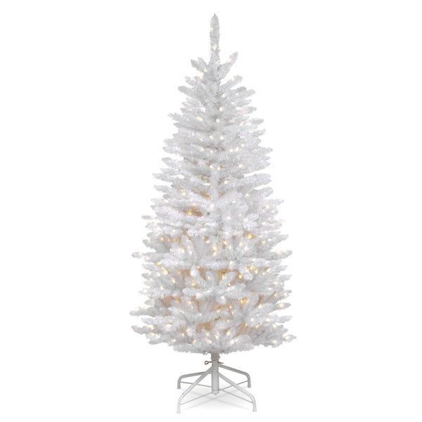 national tree company 4.5 ft. Pre-Lit Kingswood Fir White Pencil Tree with Clear Lights