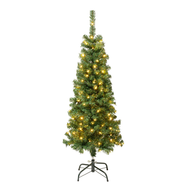 National Tree Company 4.5 Ft. Pre-lit Linden Spruce Wrapped Tree With Warm White LED Lights