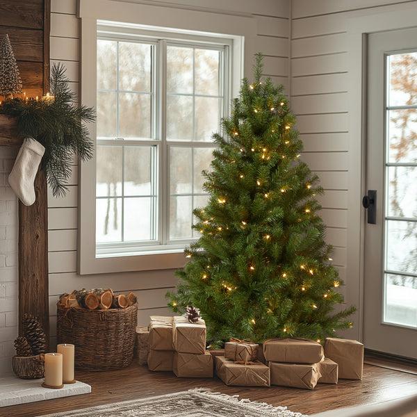 National Tree Company 4.5 Ft. Pre-Lit North Valley Spruce Tree With Clear Lights