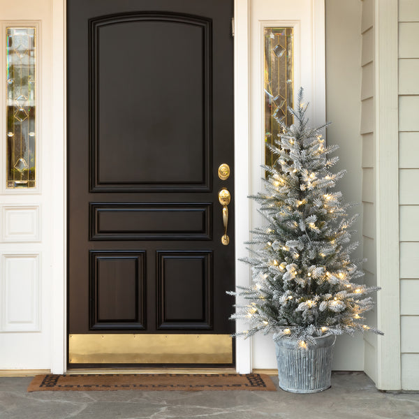 National Tree Company 4.5 Ft. Pre-Lit Snowy Alpine Fir Tree With LED Lights