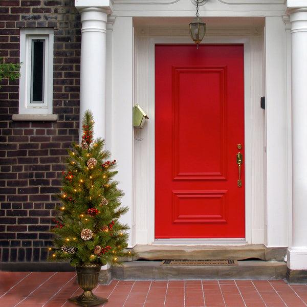 National Tree Company 4 Ft. Pre-Lit Bristle Berry Tree With Clear Lights