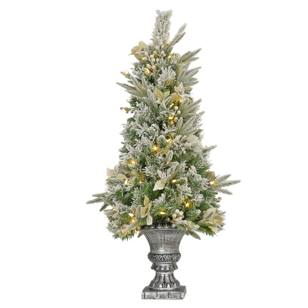national tree company 4 ft. Pre-Lit Frosted Colonial Fir Tree with Warm White LED Lights