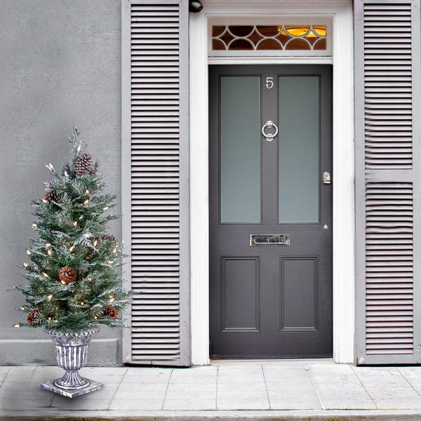 National Tree Company 4 Ft. Pre-Lit Frosted Mountain Spruce Tree With Clear Lights