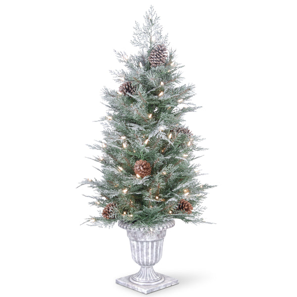 national tree company 4 ft. Pre-Lit Frosted Mountain Spruce Tree with Clear Lights