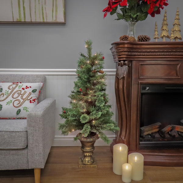 National Tree Company 4 Ft. Pre-Lit Glistening Pine Tree With Clear Lights