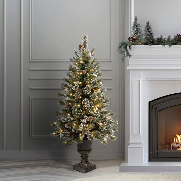 National Tree Company 4 Ft. Pre-Lit Glittery Bristle Tree With Clear Lights